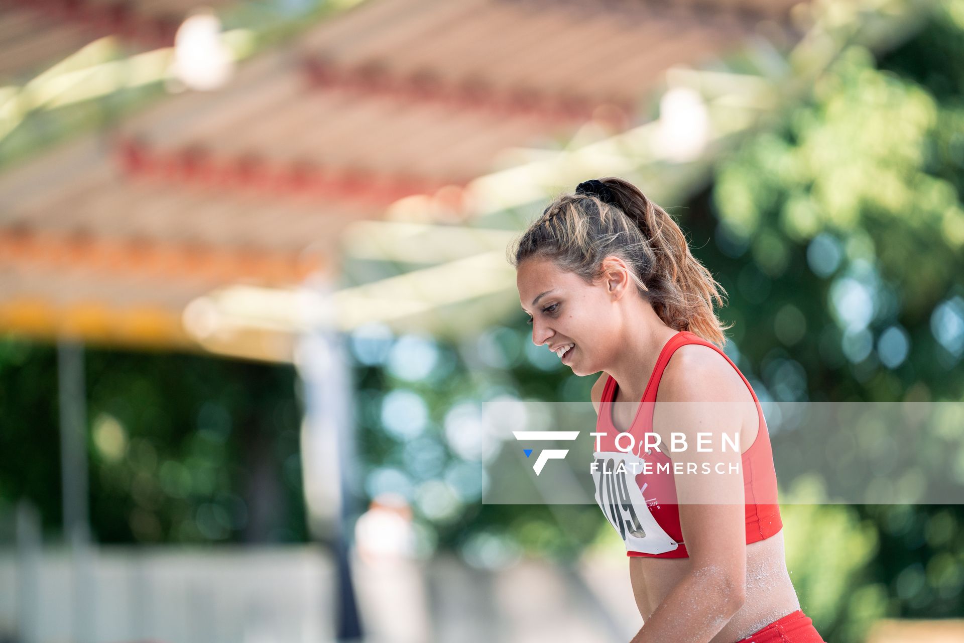 Caroline Joyeux (LG Nord Berlin) im Dreisprung am 02.07.2022 waehrend den NLV+BLV Leichtathletik-Landesmeisterschaften im Jahnstadion in Goettingen (Tag 1)